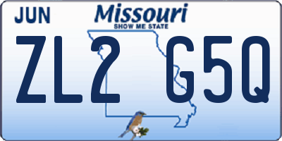 MO license plate ZL2G5Q
