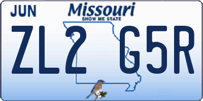 MO license plate ZL2G5R