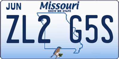 MO license plate ZL2G5S