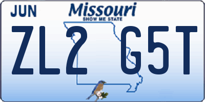 MO license plate ZL2G5T