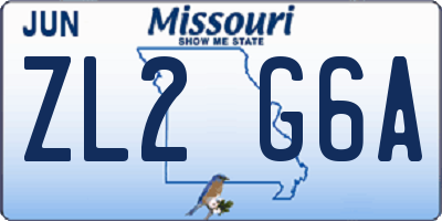 MO license plate ZL2G6A