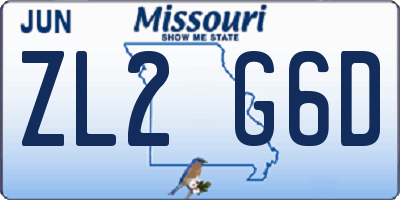MO license plate ZL2G6D