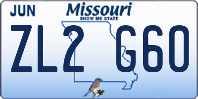 MO license plate ZL2G6O
