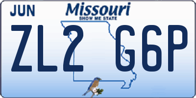 MO license plate ZL2G6P