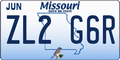 MO license plate ZL2G6R