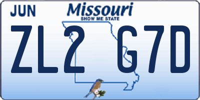 MO license plate ZL2G7D