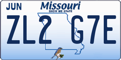 MO license plate ZL2G7E