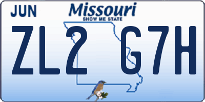 MO license plate ZL2G7H