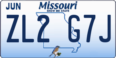 MO license plate ZL2G7J