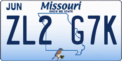 MO license plate ZL2G7K