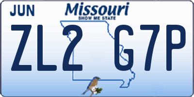 MO license plate ZL2G7P