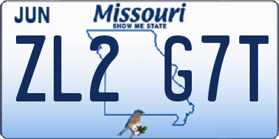 MO license plate ZL2G7T