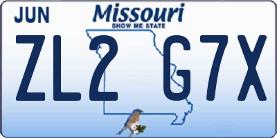 MO license plate ZL2G7X