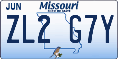 MO license plate ZL2G7Y