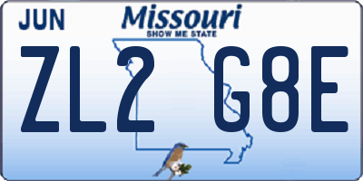 MO license plate ZL2G8E