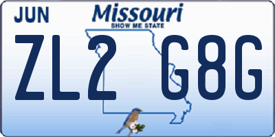MO license plate ZL2G8G