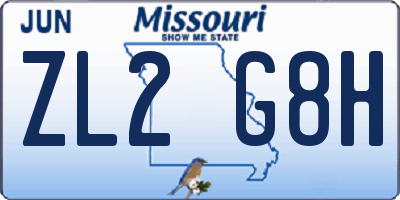 MO license plate ZL2G8H