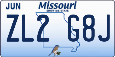 MO license plate ZL2G8J