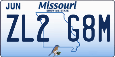 MO license plate ZL2G8M