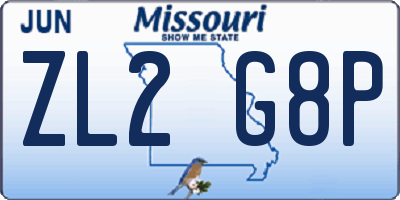 MO license plate ZL2G8P
