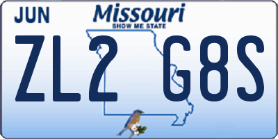 MO license plate ZL2G8S