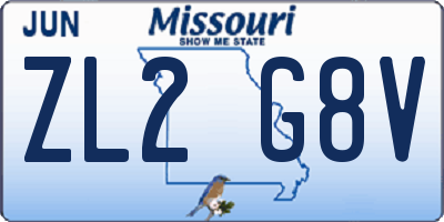 MO license plate ZL2G8V
