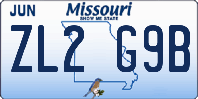 MO license plate ZL2G9B