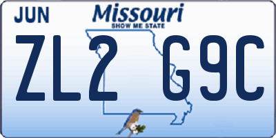 MO license plate ZL2G9C