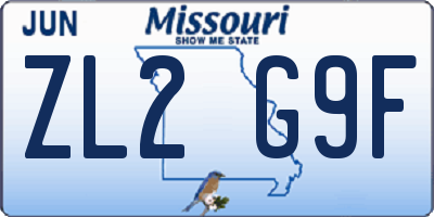 MO license plate ZL2G9F