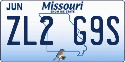 MO license plate ZL2G9S