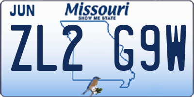 MO license plate ZL2G9W