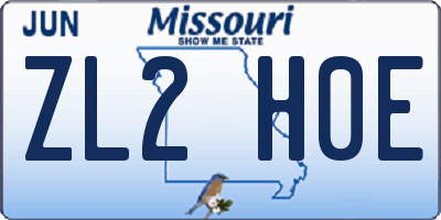 MO license plate ZL2H0E