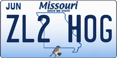 MO license plate ZL2H0G