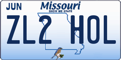 MO license plate ZL2H0L