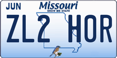 MO license plate ZL2H0R