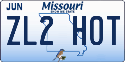 MO license plate ZL2H0T