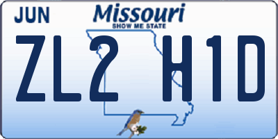 MO license plate ZL2H1D