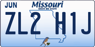 MO license plate ZL2H1J
