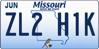 MO license plate ZL2H1K