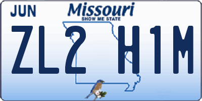 MO license plate ZL2H1M