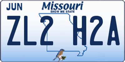 MO license plate ZL2H2A