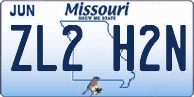 MO license plate ZL2H2N