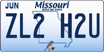 MO license plate ZL2H2U