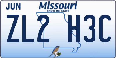 MO license plate ZL2H3C