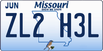 MO license plate ZL2H3L