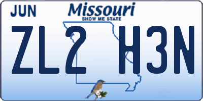 MO license plate ZL2H3N