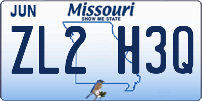 MO license plate ZL2H3Q