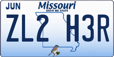 MO license plate ZL2H3R