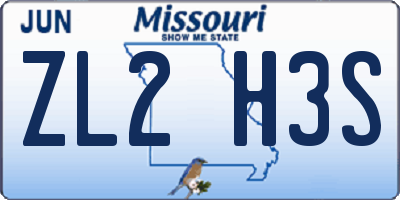MO license plate ZL2H3S