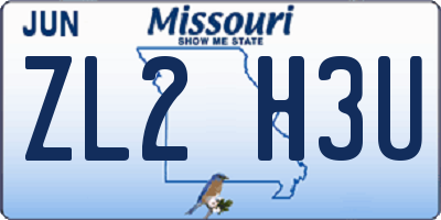 MO license plate ZL2H3U